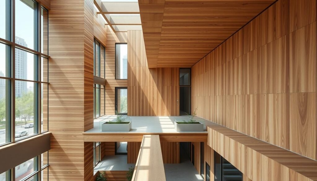 bois naturel dans l'architecture moderne